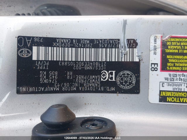 Aukcja sprzedaży 2013 Toyota Corolla Ce, vin: 2T1BU4EE9DC105883, numer aukcji: 12644069