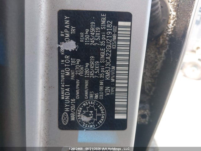 KM8J3CA22GU219182 Hyundai Tucson Premium 1.6