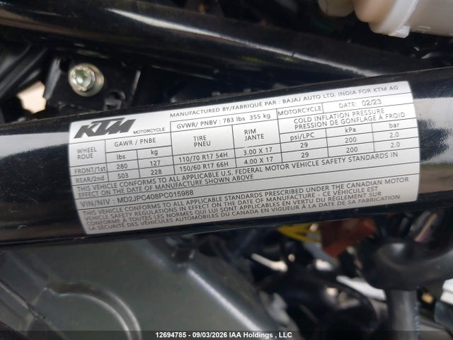KTM 200 Duke 2023 MD2JPC408PC015988 Image 10