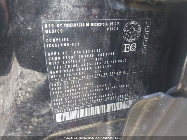 Volkswagen TAOS SE 2024 3VVSX7B24RM091703 Image 9