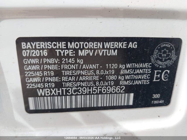 WBXHT3C39H5F69662 BMW X1
