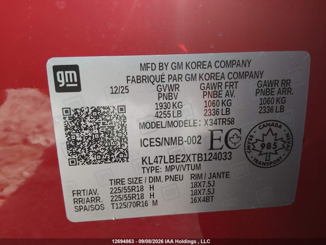 KL47LBE2XTB124033 Buick Envista Sport Touring Fwd