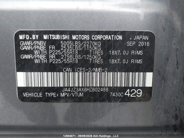 Mitsubishi Outlander Se 2017 JA4JZ3AX6HZ602488 Image 9