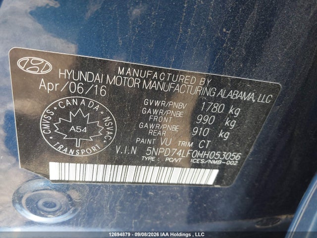 Hyundai Elantra 2017 5NPD74LF0HH053056 Image 9