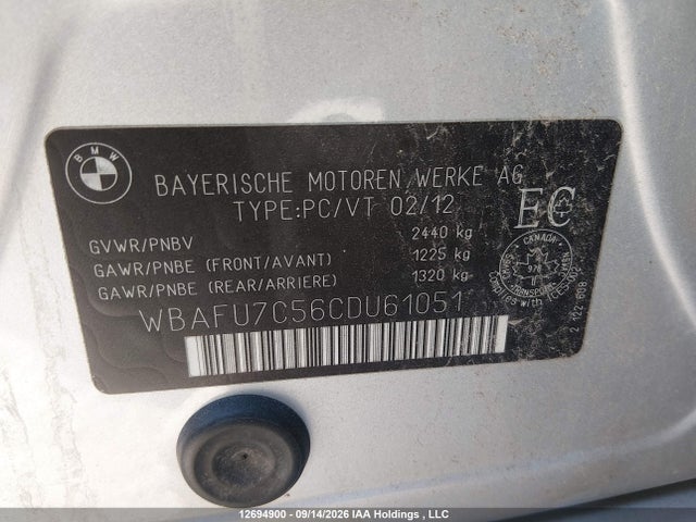 Продаж на аукціоні авто 2012 Bmw 535i Xdrive, vin: WBAFU7C56CDU61051, номер лоту: 12694900