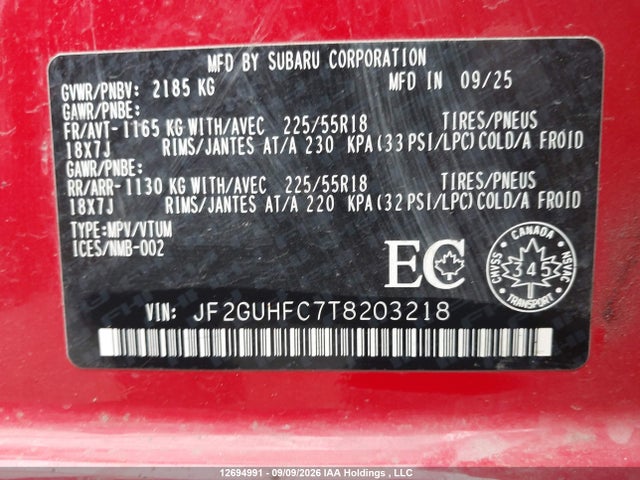 Subaru Crosstrek Onyx 2026 JF2GUHFC7T8203218 Image 9