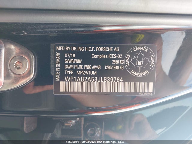 Продаж на аукціоні авто 2018 Porsche Macan S, vin: WP1AB2A53JLB39784, номер лоту: 12695011