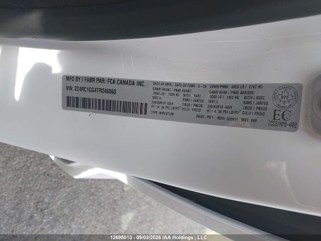 Aukcja sprzedaży 2026 Chrysler Pacifica Limited, vin: 2C4RC1GG4TR246860, numer aukcji: 12695013