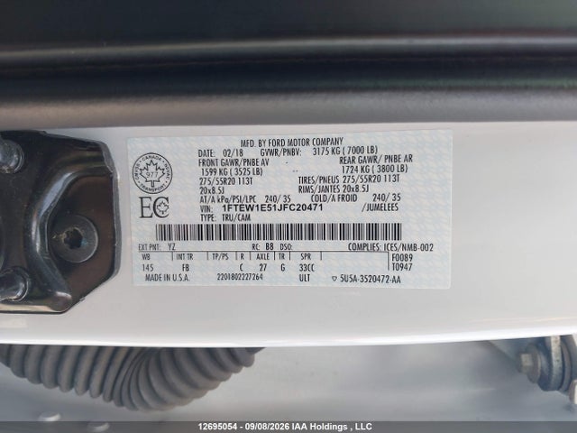 2018 Ford F-150 Xlt მანქანა იყიდება აუქციონზე, vin: 1FTEW1E51JFC20471, აუქციონის ნომერი: 12695054