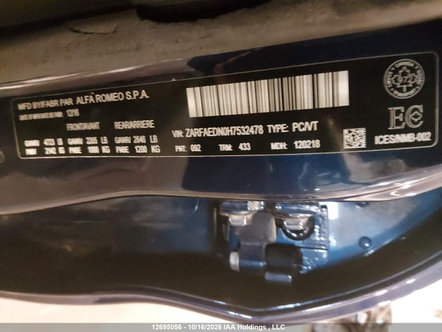 Alfa Romeo Giulia Q4 2017 ZARFAEDN0H7532478 Image 9