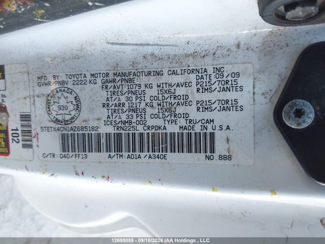 Продажа на аукционе авто 2010 Toyota Tacoma, vin: 5TETX4CN1AZ685182, номер лота: 12695059