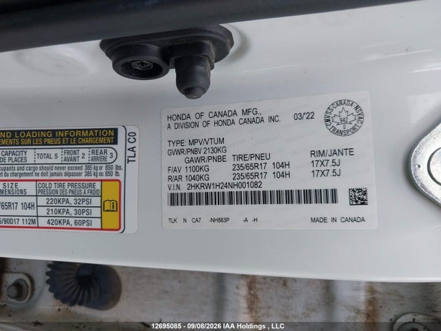 2HKRW1H24NH001082 Honda CR-V LX
