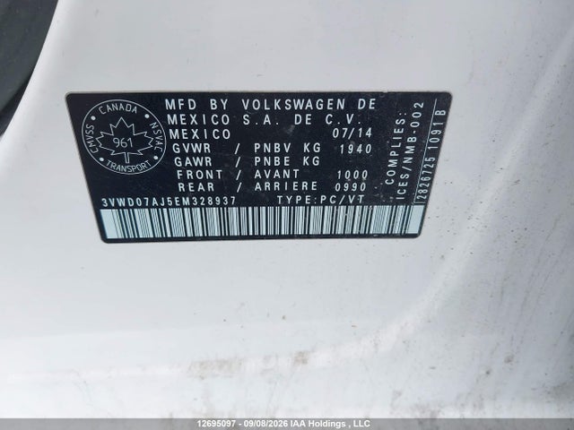 Aukcja sprzedaży 2014 Volkswagen Jetta 1.8 Tsi Comfortline, vin: 3VWD07AJ5EM328937, numer aukcji: 12695097