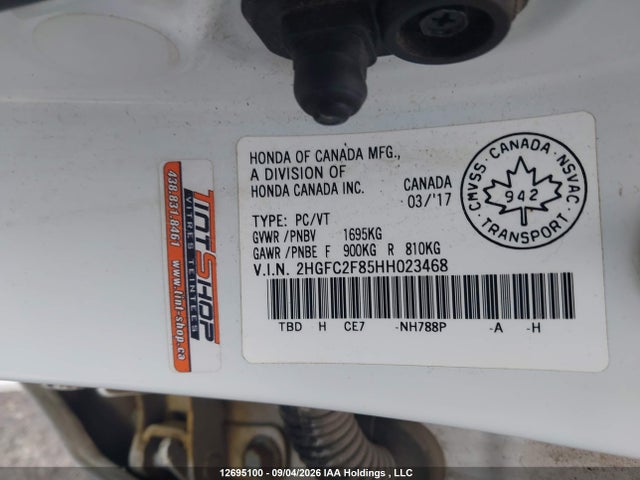Продажа на аукционе авто 2017 Honda Civic Ex, vin: 2HGFC2F85HH023468, номер лота: 12695100