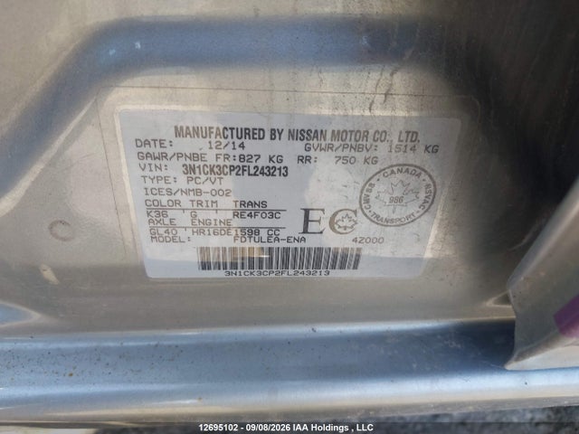 3N1CK3CP2FL243213 Nissan Micra S/sr/sv
