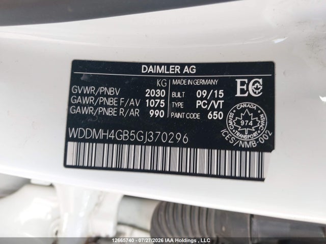 WDDMH4GB5GJ370296 Mercedes-Benz B 250 4matic Sports Tourer