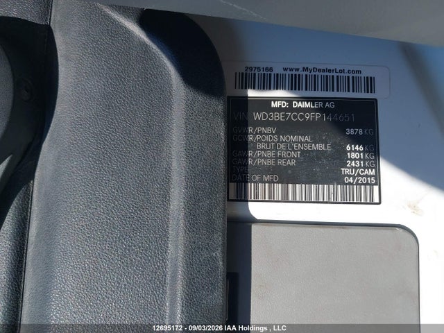 12695172 :رقم المزاد ، WD3BE7CC9FP144651 vin ، 2015 Mercedes-benz Sprinter 2500 Standard Roof V6 مزاد بيع