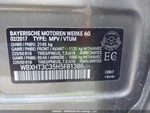 12695203 :رقم المزاد ، WBXHT3C35H5F81386 vin ، 2017 Bmw X1 Xdrive28i مزاد بيع