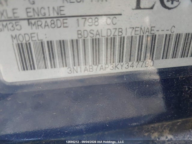 Aukcja sprzedaży 2019 Nissan Sentra S/sv/sr/sl, vin: 3N1AB7AP3KY347790, numer aukcji: 12695212