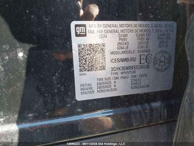 2025 Cadillac Optiq Sport 1 Awd მანქანა იყიდება აუქციონზე, vin: 3GYK3EMR9SS156145, აუქციონის ნომერი: 12695223