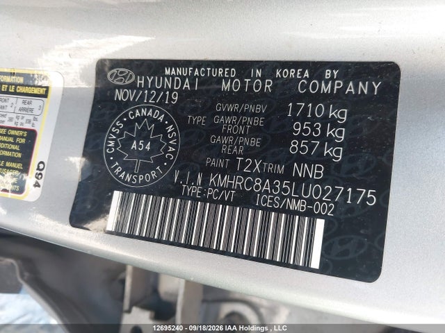 Aukcja sprzedaży 2020 Hyundai Venue, vin: KMHRC8A35LU027175, numer aukcji: 12695240