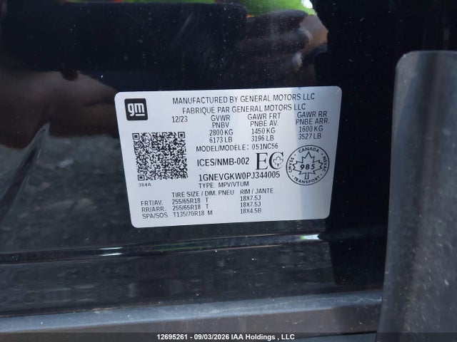 Chevrolet Traverse Lt Cloth 2023 1GNEVGKW0PJ344005 Image 9