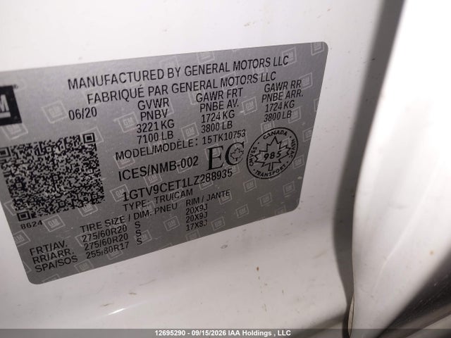 GMC Sierra 1500 Elevation 2020 1GTV9CET1LZ288935 Image 19