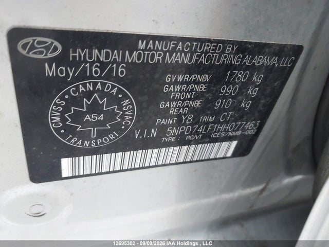 5NPD74LF1HH077463 Hyundai Elantra