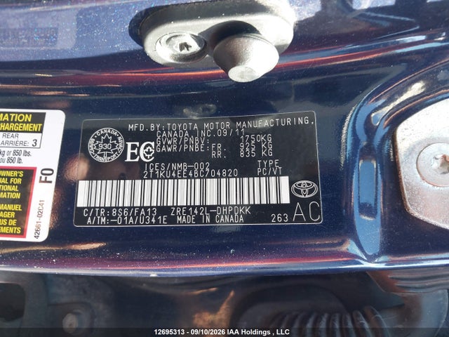 Продаж на аукціоні авто 2011 Toyota Matrix Wagon, vin: 2T1KU4EE4BC704820, номер лоту: 12695313