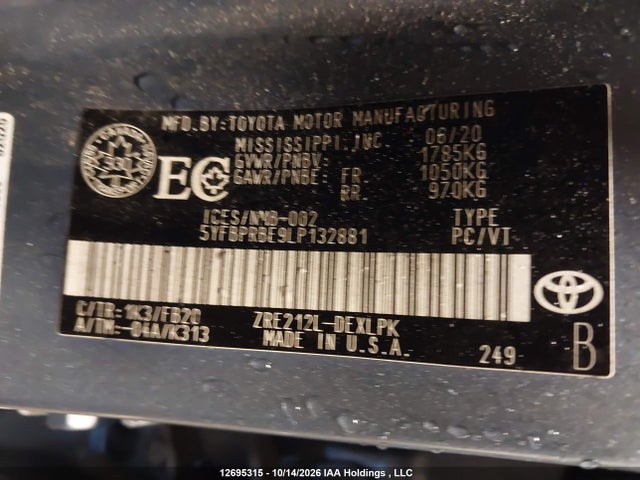 5YFBPRBE9LP132881 Toyota Corolla