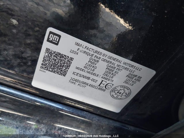 Aukcja sprzedaży 2025 Cadillac Ct5 Sport, vin: 1G6DU5RK4S0114998, numer aukcji: 12695329