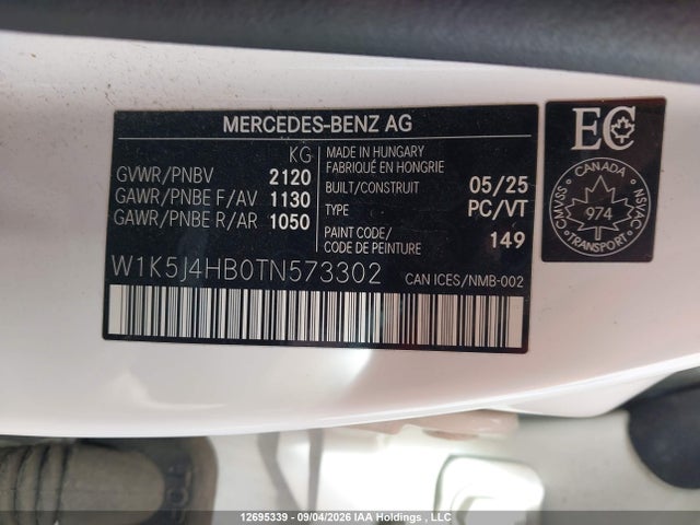 12695339 :رقم المزاد ، W1K5J4HB0TN573302 vin ، 2026 Mercedes-benz Cla 250 4matic مزاد بيع