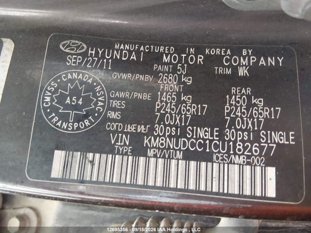 Продаж на аукціоні авто 2012 Hyundai Veracruz, vin: KM8NUDCC1CU182677, номер лоту: 12695356