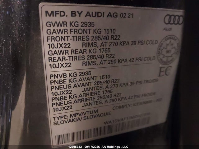 Audi Q8 Progressiv 2021 WA1DVAF17MD027939 Image 9