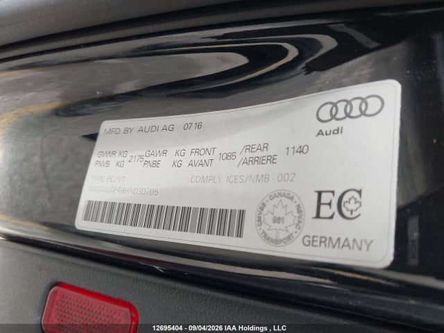 Aukcja sprzedaży 2017 Audi A4 2.0t Komfort, vin: WAUANAF48HN030705, numer aukcji: 12695404