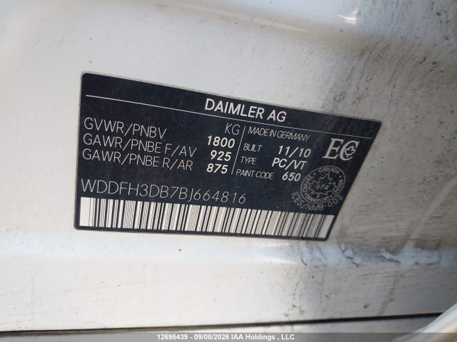 Aukcja sprzedaży 2011 Mercedes-benz B200, vin: WDDFH3DB7BJ664816, numer aukcji: 12695439