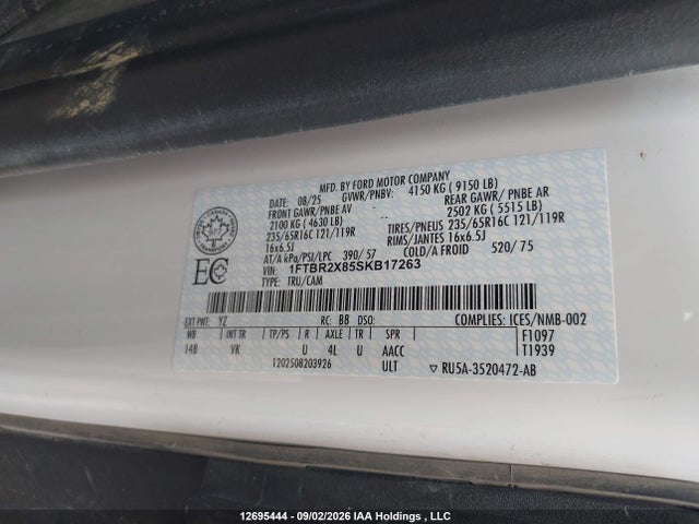 Ford Transit T-250 2025 1FTBR2X85SKB17263 Image 9