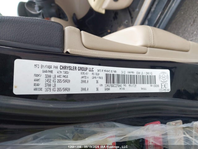 12681356 :رقم المزاد ، 1C4RJFBG6CC276042 vin ، 2012 Jeep Grand Cherokee Limited مزاد بيع