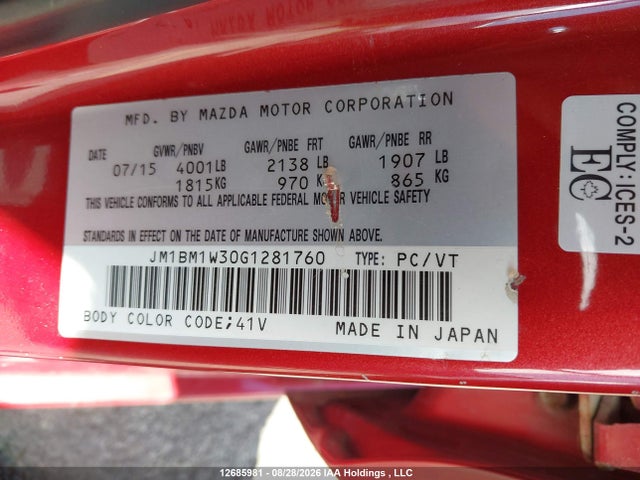 Mazda Mazda3 Gt 2016 JM1BM1W30G1281760 Image 19