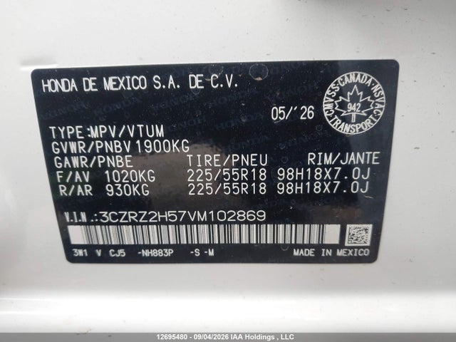 Продажа на аукционе авто 2027 Honda Hr-v Sport, vin: 3CZRZ2H57VM102869, номер лота: 12695480