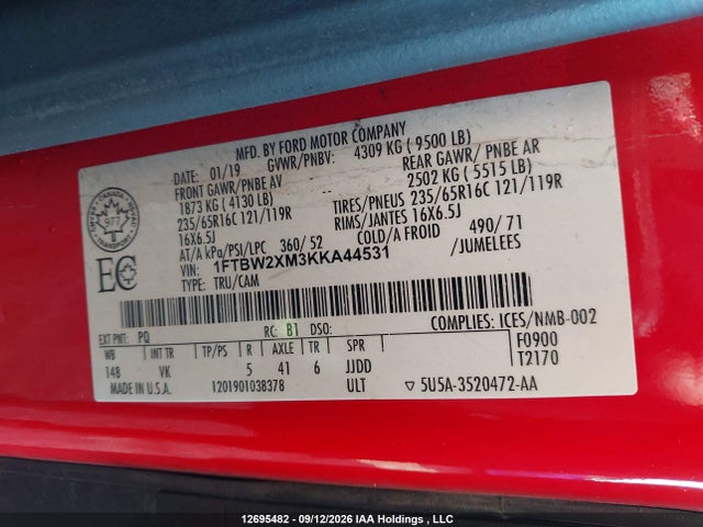 Ford Transit T-350 2019 1FTBW2XM3KKA44531 Image 9