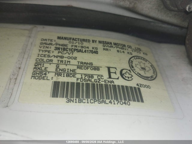 Aukcja sprzedaży 2010 Nissan Versa, vin: 3N1BC1CP5AL417040, numer aukcji: 12695488