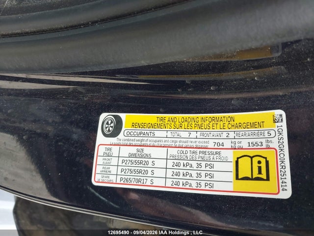 1GKS2GKC0KR251414 GMC Yukon Xl K1500 Slt