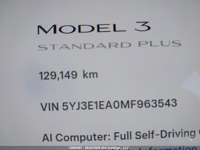 12695497 :رقم المزاد ، 5YJ3E1EA0MF963543 vin ، 2021 Tesla Model 3 مزاد بيع