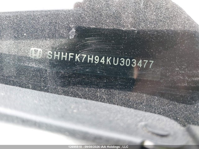 2019 Honda Civic Sport Touring მანქანა იყიდება აუქციონზე, vin: SHHFK7H94KU303477, აუქციონის ნომერი: 12695518