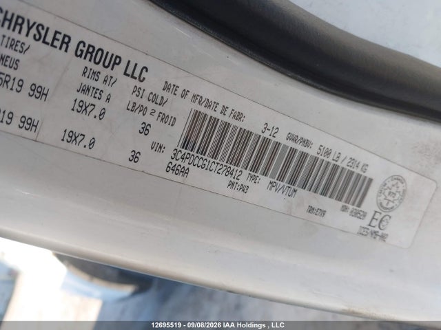 Продаж на аукціоні авто 2012 Dodge Journey Sxt   Crew, vin: 3C4PDCCG1CT278412, номер лоту: 12695519