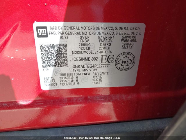 2023 Gmc Terrain Sle მანქანა იყიდება აუქციონზე, vin: 3GKALTEG4PL177770, აუქციონის ნომერი: 12695540