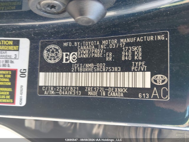 2T1BURHE5HC875383 Toyota Corolla L/le/xle/se/xse