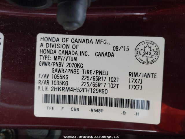 Honda CR-V EX 2015 2HKRM4H52FH129890 Image 9