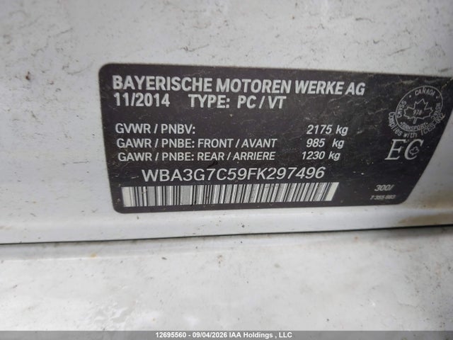 2015 Bmw 328i Xdrive Touring მანქანა იყიდება აუქციონზე, vin: WBA3G7C59FK297496, აუქციონის ნომერი: 12695560